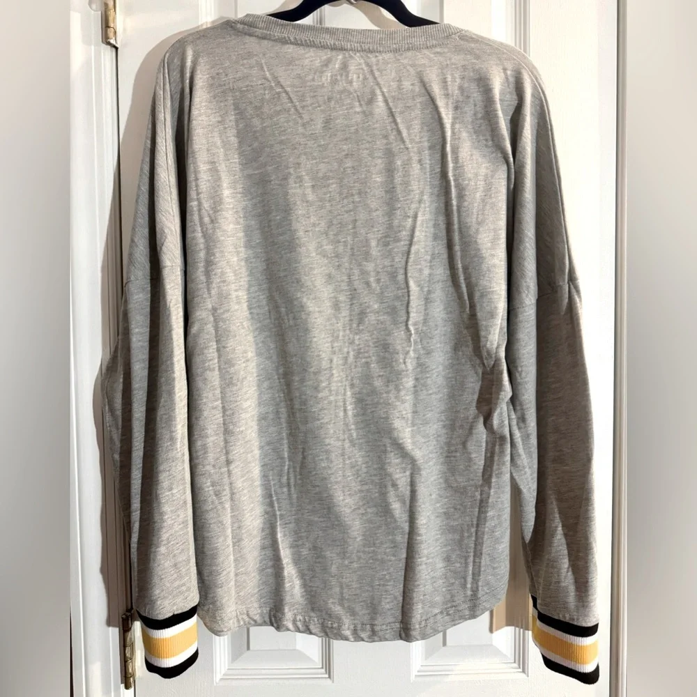 Women’s Pittsburgh Penguins Long Sleeve Gray T-Shirt Striped Cuffs NHL Size XL - Picture 6 of 10